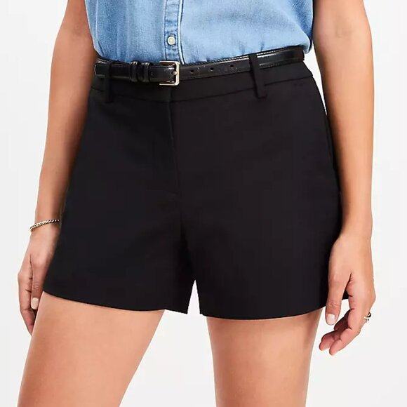 LOFT Women's Riviera Shorts in Doubleweave Size 8 Black Color - Picture 1 of 6